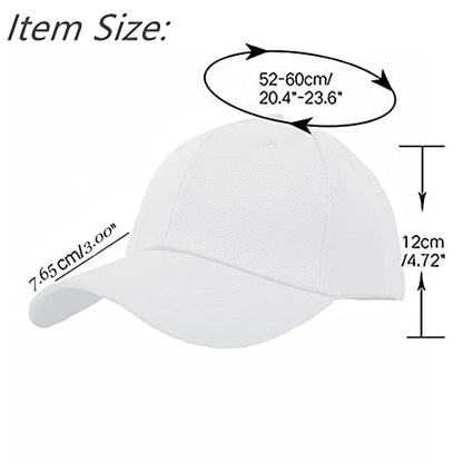 Glory Max Plain Baseball Cap Hook & Loop Strap Adjustable Solid Blank Curved Visor Hat - color: White