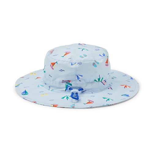 Amazon Essentials x Sofia Grainge Unisex Babies' Cotton Bucket Hat - color: Pale Blue Beach, size: 0-3 Months