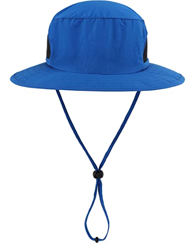 Kids Sun Protection Hat Quick Dry Adjustable Wide Brim Bucket Hat for Boys Girls Summer Fishing Hiking - color: Blue