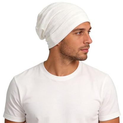 Ruphedy Men Slouchy Beanie Summer Long Oversize Thin Lightweight Skull Cap B011h - color: White, size: One Size