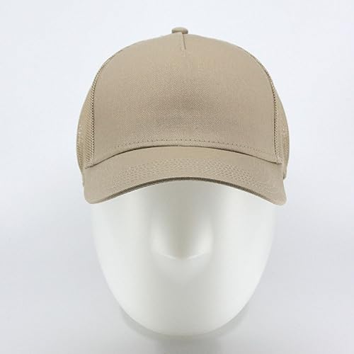 The Vintage Year Plain Cotton Structured Mesh Adjustable Trucker Sports Baseball Cap - color: Khaki