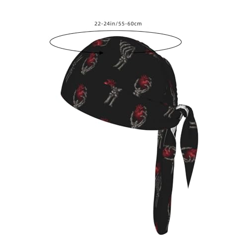 Adjustable Cycling Cap, Quick Dry Sports Bandana Skull Cap Helmet Liner - color: Gothic Style Skull Hand Clutching a Heart