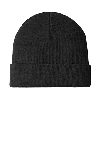 Port Authority Knit Cuff Beanie Winter Hat for Men & Women - color: Black
