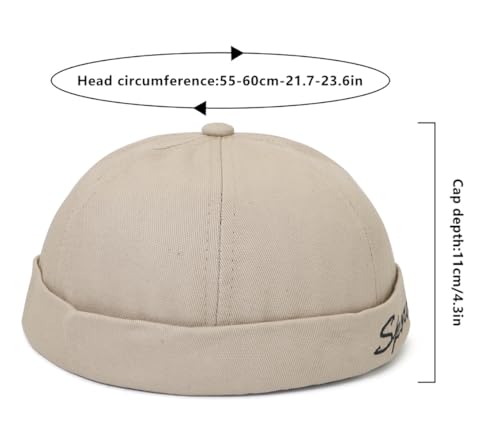 DIYDECAL Retro Brimless Skullcap Hat Docker Cap,Sailor Worker Hat Beanie Hat for Mens - color: Beige
