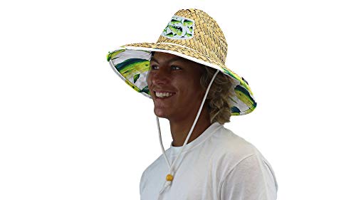 Malabar Hat Fabric Pattern Print Straw Sunhat Men & Women - color: Dolphin Fish