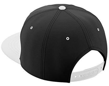 Daxton Classic Blank Snapback Flat Bill Visor Hat Cap One Size Adjustable Back - color: Black White