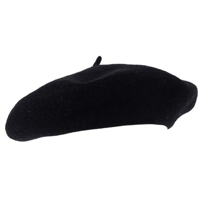 ZAKIRA Wool French Beret for Men & Women, Plain - color: Black