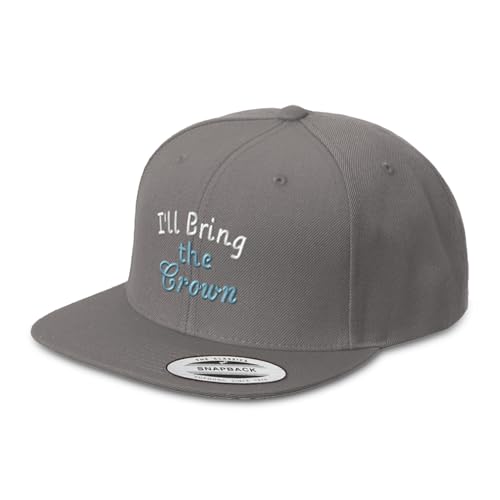 Speedy Pros Snapback Hats for Men & Women I'll Bring The Crown Acrylic Flat Bill Baseball Cap - color: Dark Grey