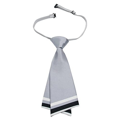 Mantieqingway Women Uniform Necktie Adjustable Strap Striped Pre-tie Ties - color: Silver