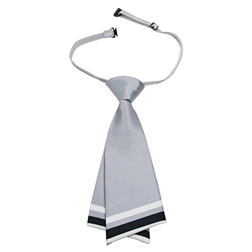 Mantieqingway Women Uniform Necktie Adjustable Strap Striped Pre-tie Ties - color: Silver