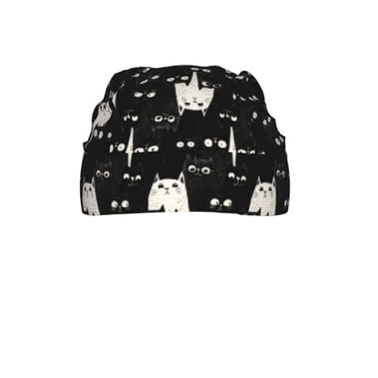 Adjustable Cycling Cap, Quick Dry Sports Bandana Skull Cap Helmet Liner - color: Black Cats