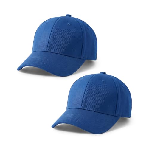 2-Pack Classic Structured Baseball Cap Adjustable Snapback Ball Caps - color: Royal