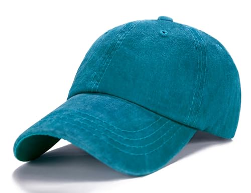 Edoneery Baseball Cap for Men and Women, Low Profile Washed Cotton Dad Hat - color: Lake Blue