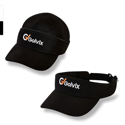 2-in-1 Convertible Golf Visor & Baseball Cap, Lightweight Breathable Sports Hat for Men & Women, Adjustable 100% Polyester - color: Black