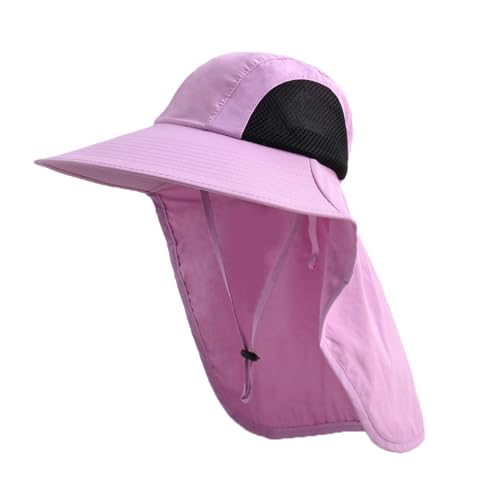 Sun Hat for Men Women with Neck Flap,UPF 50+ UV Protection Fishing Hat - color: 1pack-purple