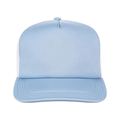 Lids Blank Basic Foam Trucker Adjustable Snapback Hat - color: Light Blue/White