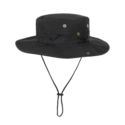 Men-Women-Fishing-Hat Sun-Protection-Safari-Cap Outdoor-Camping Bucket Hat - color: Black
