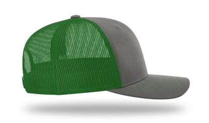 Richardson 112 Trucker Hat - Premium Blank Baseball Cap, Adjustable Snapback Hat - Structured Six Panel Richardson Blank Hats - color: Charcoal/Kelly Green