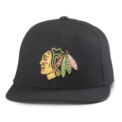 AMERICAN NEEDLE Officially Licensed NHL National Hockey League Archive 400 Adjustable Snapback Baseball Hat - color: Black (Chicago Blackhawks)