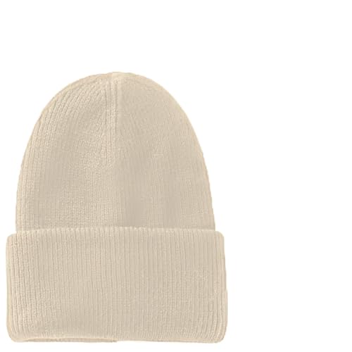 Beanie for Men and Women Beanie Hat Soft Winter Beanies Skull Caps Flanged Brimless Hat, Soft Plain Knit Hats - color: Beige