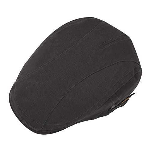 VOBOOM Men Cotton Newsboy Beret Hat Duckbill Buckle Cabbie Cap - color: Dark Grey