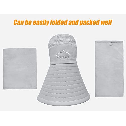 Fishing Hat for Men & Women, Sun Protection Hat with Face Cover & Neck Flap - color: Grey