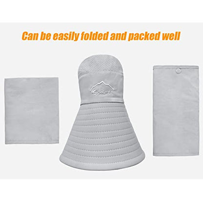 Fishing Hat for Men & Women, Sun Protection Hat with Face Cover & Neck Flap - color: Grey