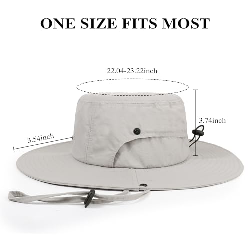 Wide Brim Sun Hats Waterproof Packable Bucket Hat UV Protection Summer Fishing Hat for Men and Women - color: Light Gray