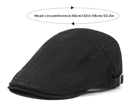 Initlove Mens Newsboy Cap Cotton Ivy Hat Beret Hats for Driving - color: Black
