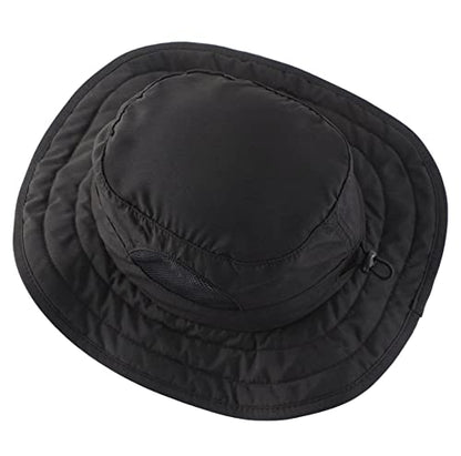 Connectyle Kids Sun Hat for Boys Girls Wide Brim Bucket Hat UPF 50+ Sun Protection Hat Breathable Summer Beach Hat - color: Black
