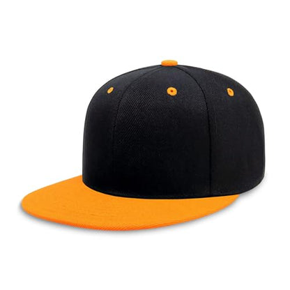 CHOK.LIDS Classic Snapback Flat Bill Hat Blank Adjustable Baseball Cap - color: Black/Gold