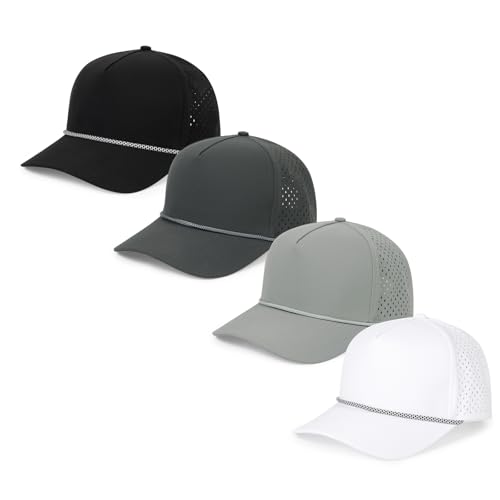 HH HOFNEN Quick Dry Baseball Cap Snapback Golf Trucker Hat for Men Women - color: Darkgray+gray+black+white
