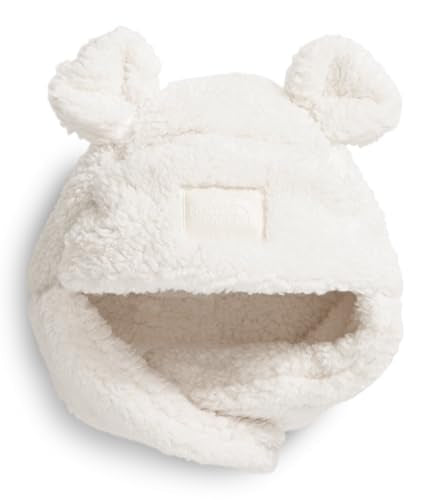 The North Face Kids' Trapper | Warm Winter Hat for Toddlers with Soft Fleece Lining, Cute Bear Ears & Cozy Earflaps - color: White Dune, size: 12-24 Months