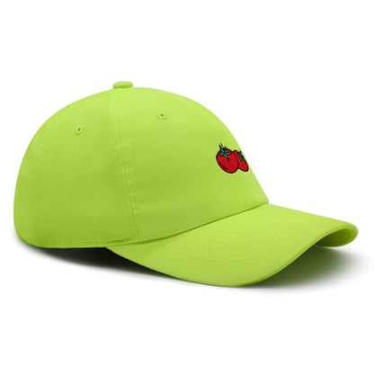 JPAK Two Tomatoes Premium Dad Hat Embroidered Cotton Baseball Cap Vegetables Embroidery - color: Neon Yellow