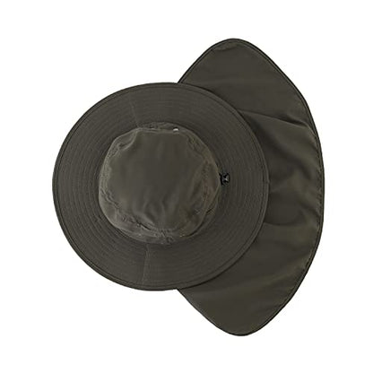 Home Prefer UPF50 Mens Sun Hat with Neck Flap Quick Dry UV Protection Cap Womens Wide Brim Fishing Hat Neck Flap Beach Garden - color: Dark Green