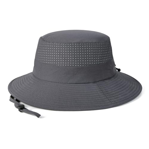 VOBOOM Unisex Wide Brim UV Protection Fishing Sun Hat - color: Dark Grey