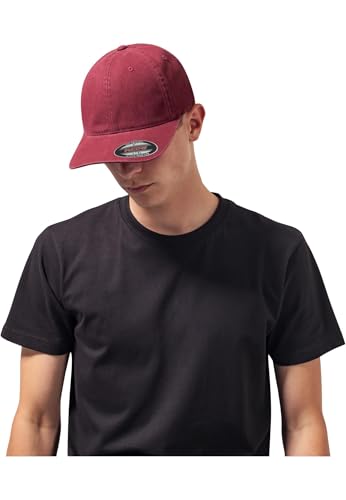 Flexfit Garment Washed Cotton Dad Hat Caps, Unisex, Garment Washed Cotton Dad Hat - color: Maroon, size: Small-Medium