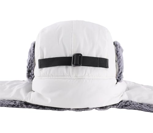 Connectyle Trapper Hat for Men Women Faux Fur Trooper Trapper Winter Hat with Ear Flaps Waterproof Ushanka Hunting Hats - color: White