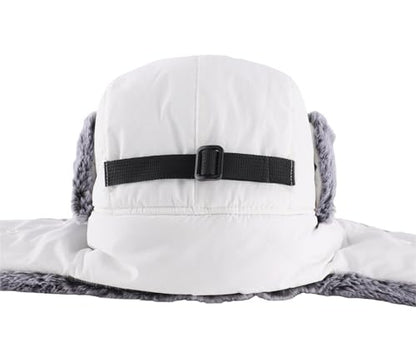 Connectyle Trapper Hat for Men Women Faux Fur Trooper Trapper Winter Hat with Ear Flaps Waterproof Ushanka Hunting Hats - color: White