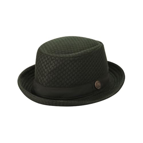 XGOPTS Unisex Summer Mesh Straw Porkpie Hat Trilby Jazz Fedora Panama Hats - color: Green