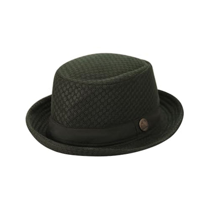 XGOPTS Unisex Summer Mesh Straw Porkpie Hat Trilby Jazz Fedora Panama Hats - color: Green