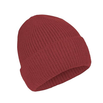 Beanie for Men Women Cuffed Thick Knitted Skull Cap Unisex Winter Hat - color: Wine Red