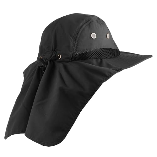 Falari Outdoor Sun Hat, Wide Brim with Neck Flap, Safari Hiking Gardening Fishing Hat - color: Black