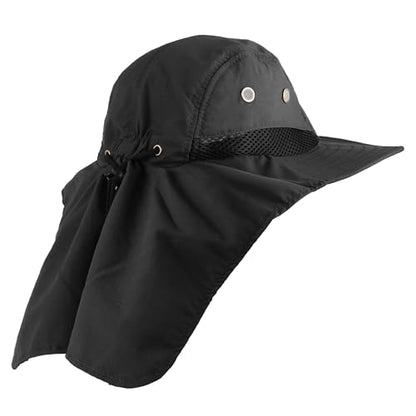 Falari Outdoor Sun Hat, Wide Brim with Neck Flap, Safari Hiking Gardening Fishing Hat - color: Black