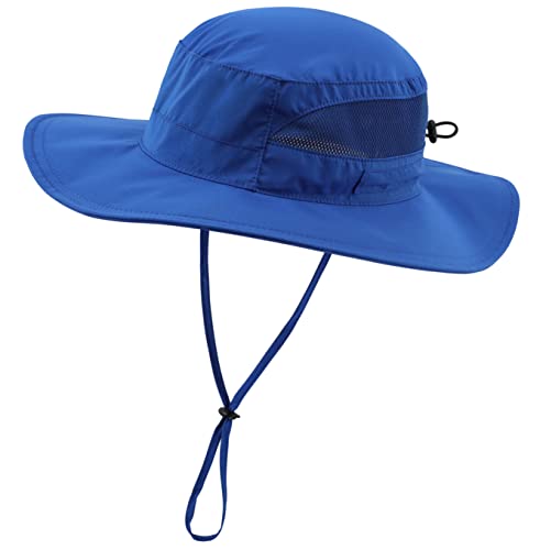 Connectyle Women's UPF 50+ Sun Hat UV Protection Wide Brim Bucket Hat Summer Beach Hats Fishing Hiking Outdoor Safari Hats - color: Royal Blue