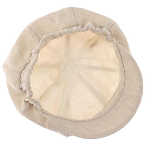 Lipodo Classic Baker Boy Cap Made in Italy Linen Cotton Ladies Elastic Band Spring Summer - color: Beige