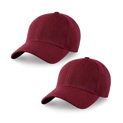 2-Pack Classic Structured Baseball Cap Adjustable Snapback Ball Caps - color: Burgundy