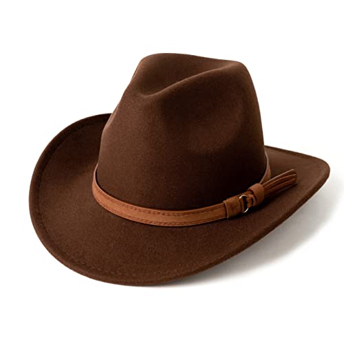Western Cowboy Hat Wide Brim Outdoor Fedora Hat - color: Z-coffee