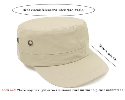 Unisex Basic Cadet Army Caps Everyday Military Style Hat - color: Beige 1