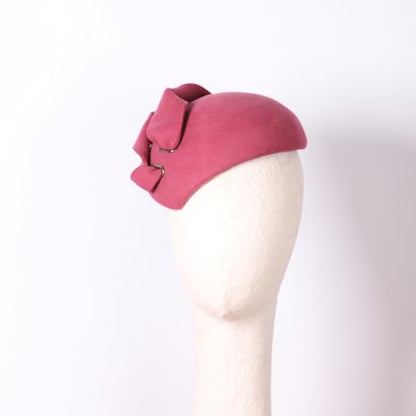 Women Wool Derby Hat for Women Pillbox Hat Wedding Hats Felt Bowknot Fascinators - color: Pink
